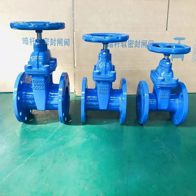 Ggg50 100mm 4inch Cast Iron Soft Seal Rubber Seat Gate Valve Suhu Rendah
