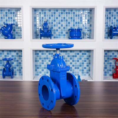 F4 Soft Sealing Gate Valve QTG50 DN100 GGG50 Minyak Gas Air Biru Merah